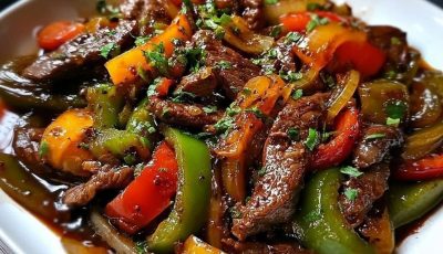 Sizzling Chinese Pepper Steak with Onions: